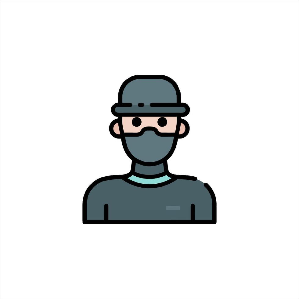 A man wearing a mask and hat icon vector