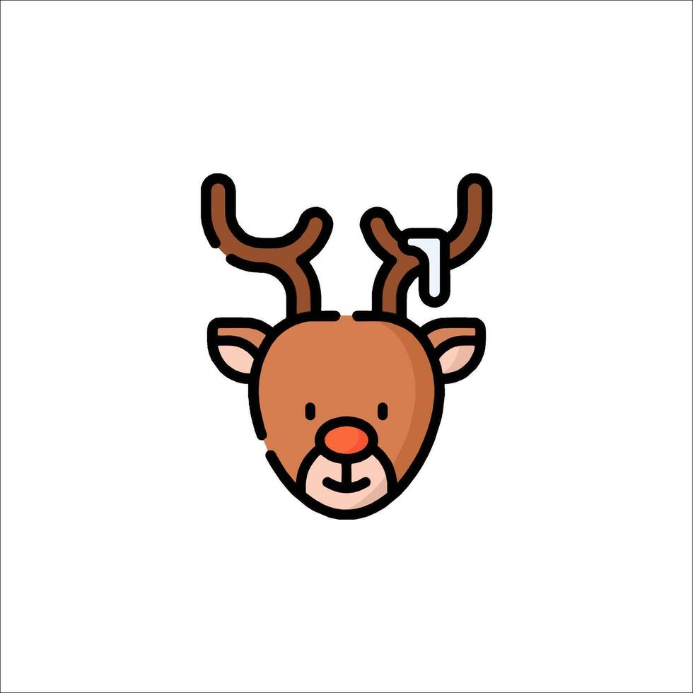 A reindeer head icon with a red nose vector