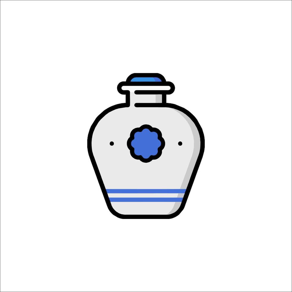 A blue and white jar with a blue lid vector