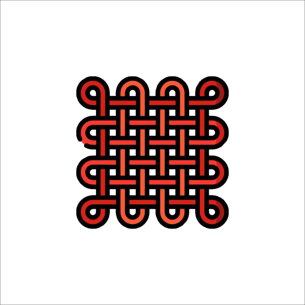 A red and black knot design on a white background vector