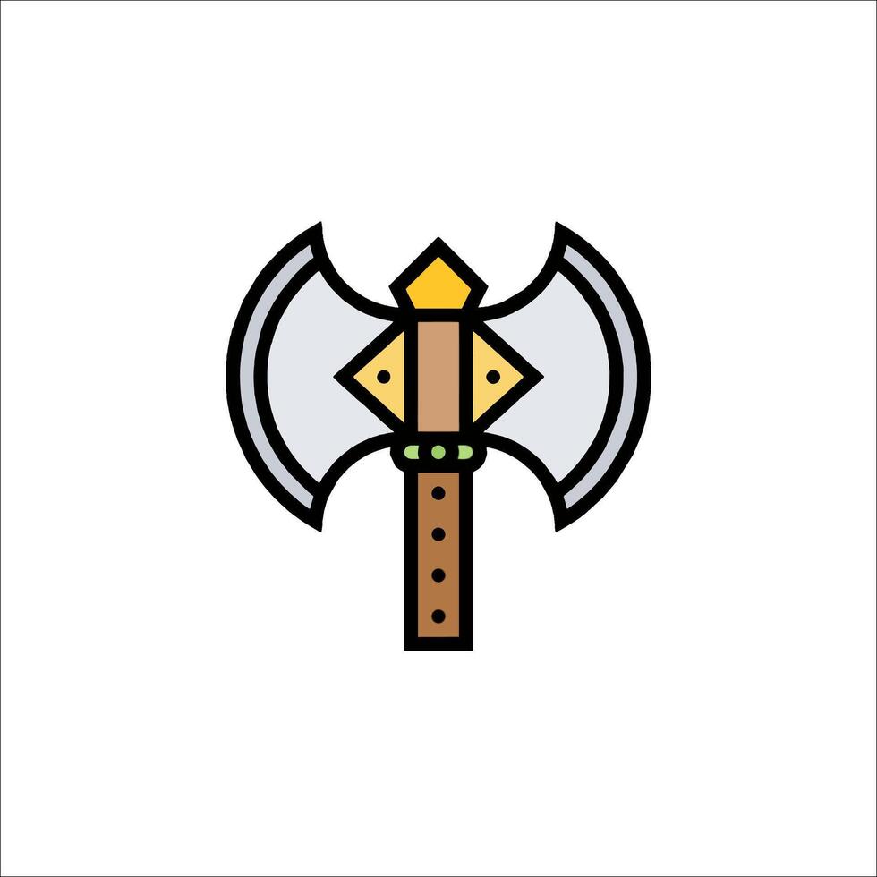 An axe icon with a wooden handle vector
