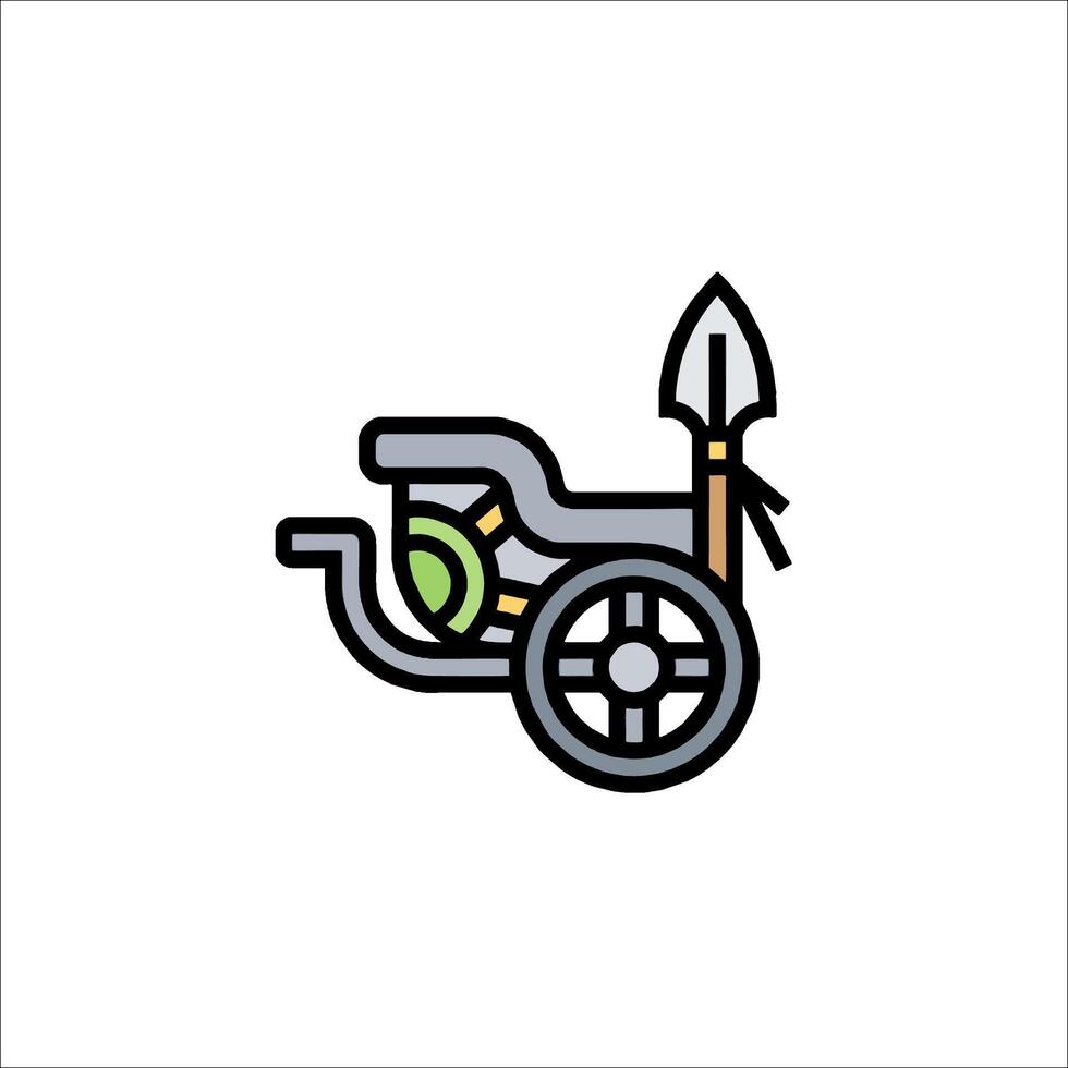 A cart with a sword and shield on it vector
