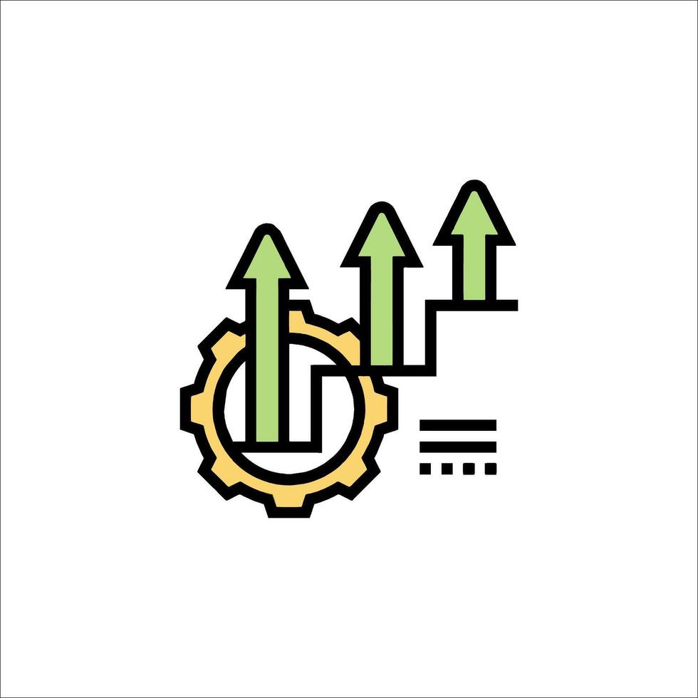 A green arrow pointing up and a gear wheel vector