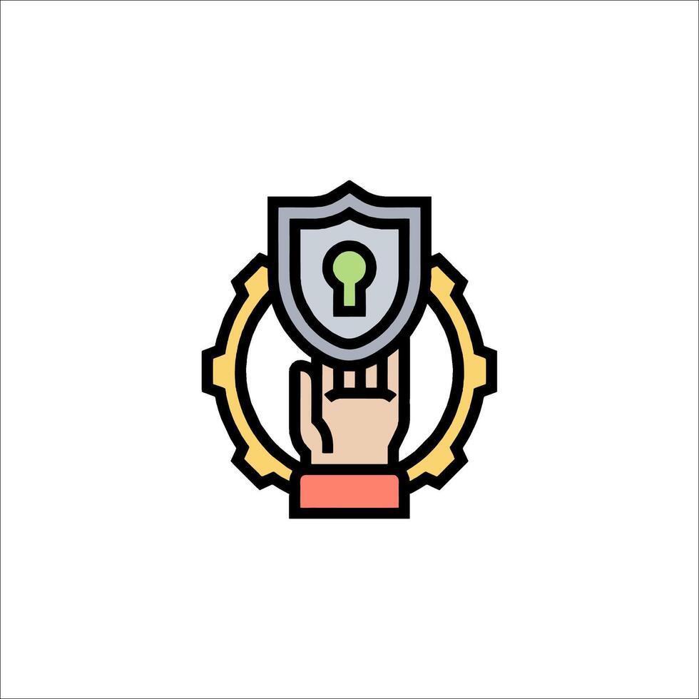 A hand holding a shield with a key in it vector