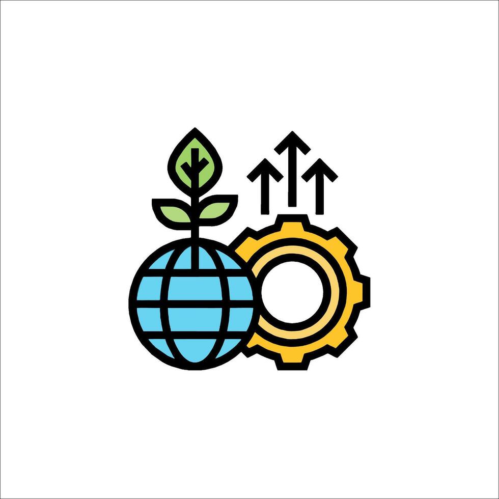 A green plant and an arrow pointing up vector
