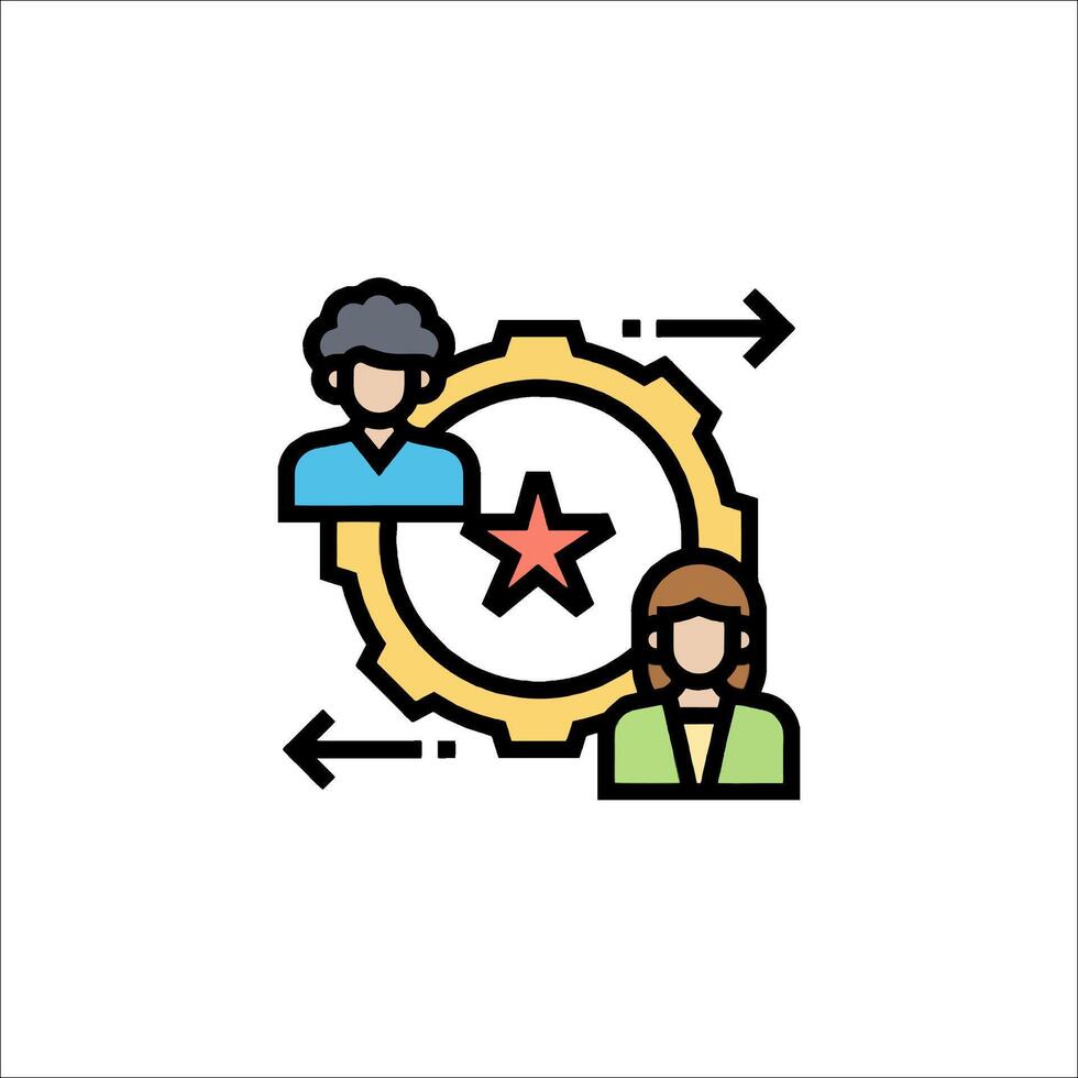 A person and a star icon on a white background vector