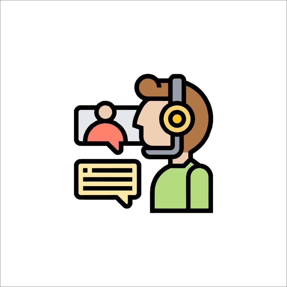 A man with headphones and a phone call icon vector