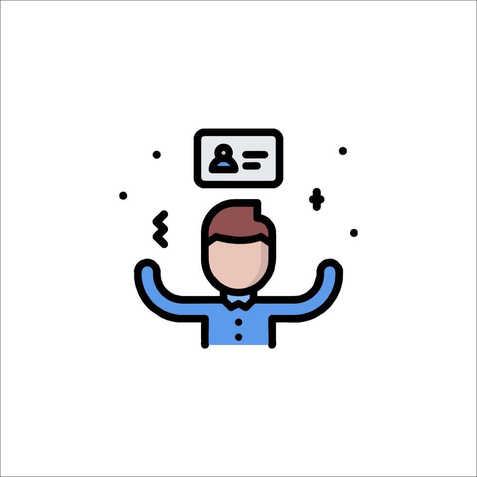 A man is holding up a card with a person on it vector