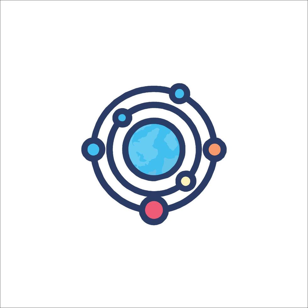 An abstract logo with a planet and a globe vector