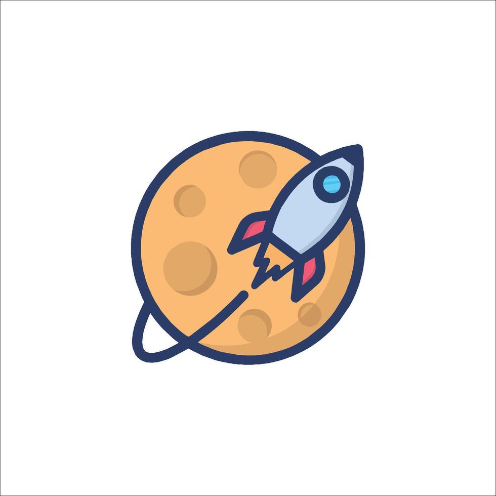 A rocket is flying over the moon vector