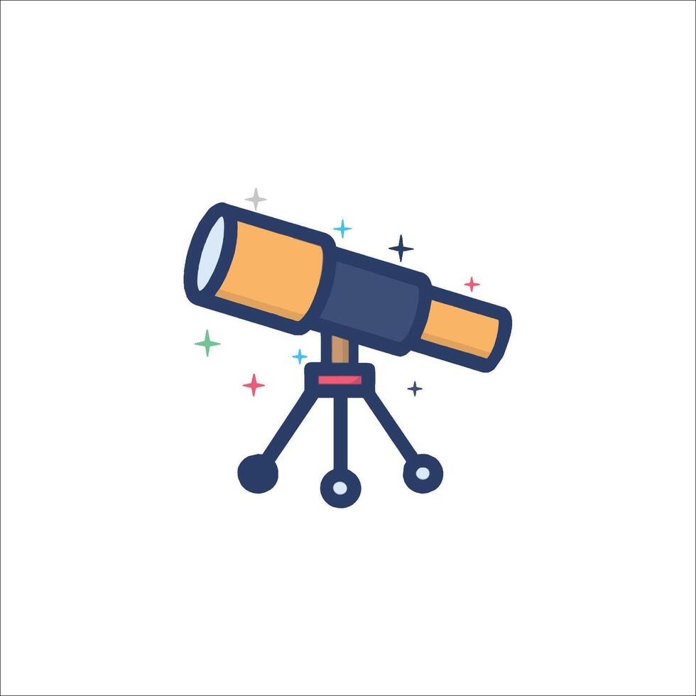 A flat icon of a telescope on a tripod vector