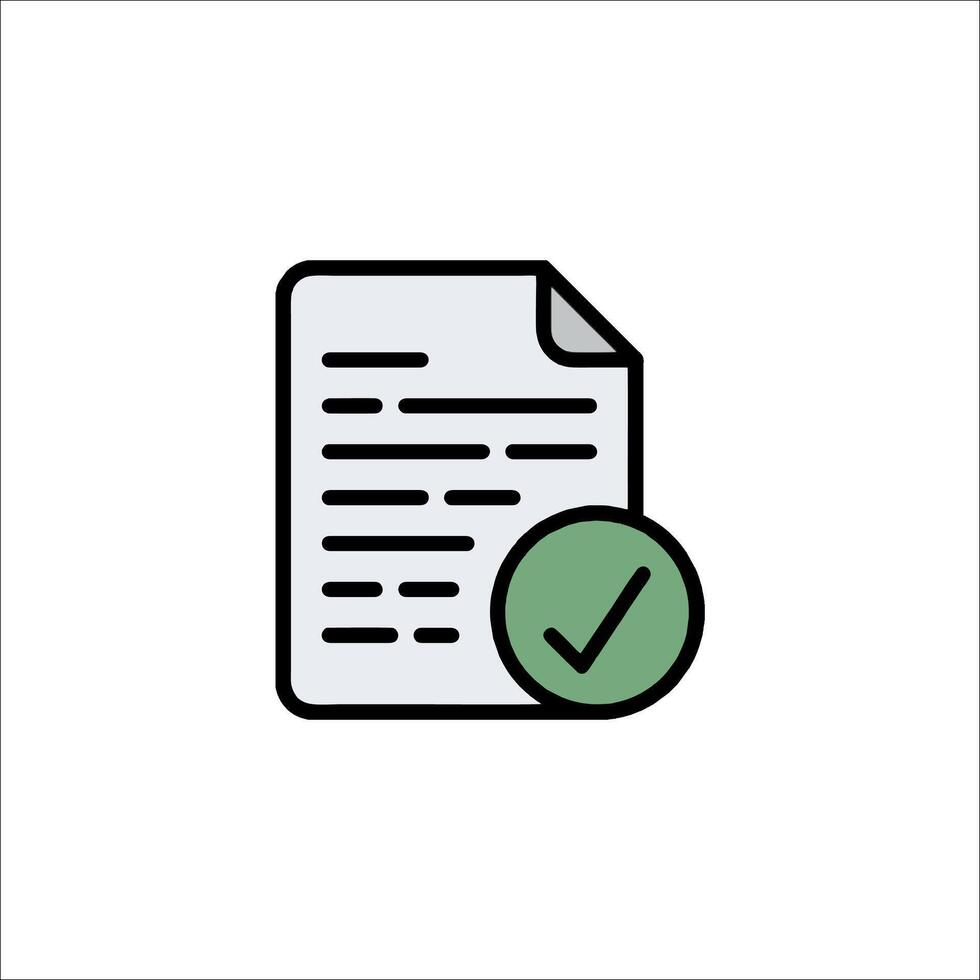 A document with a tick and a green check mark vector