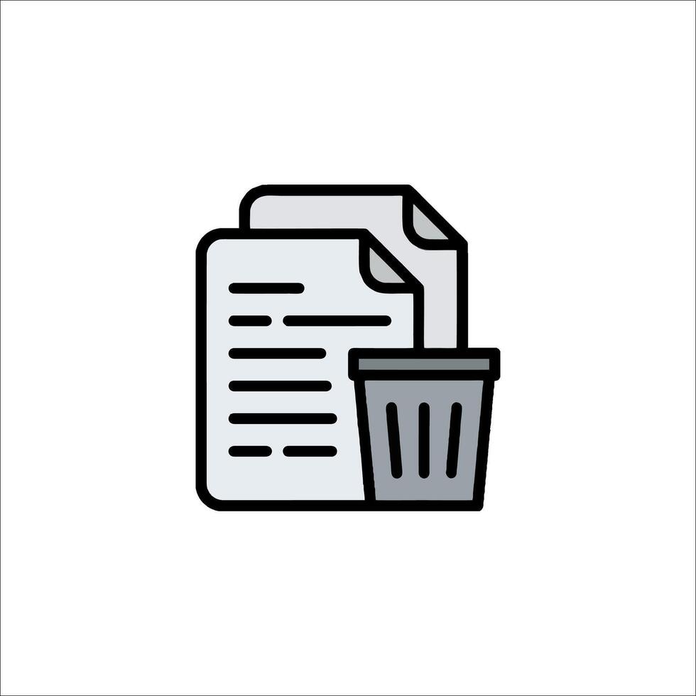 A trash can with paper and a document icon vector