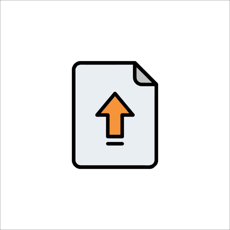An orange arrow pointing up on a file icon vector