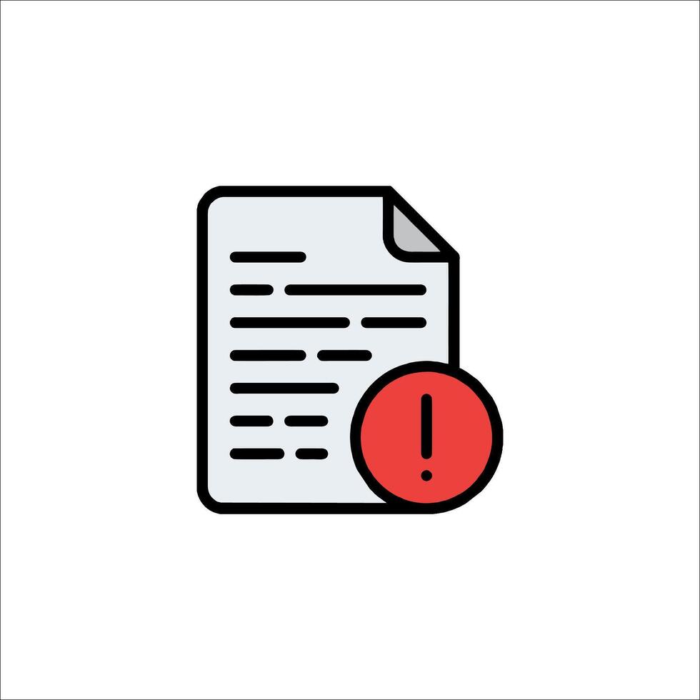 A document with a red exclamation mark on it vector