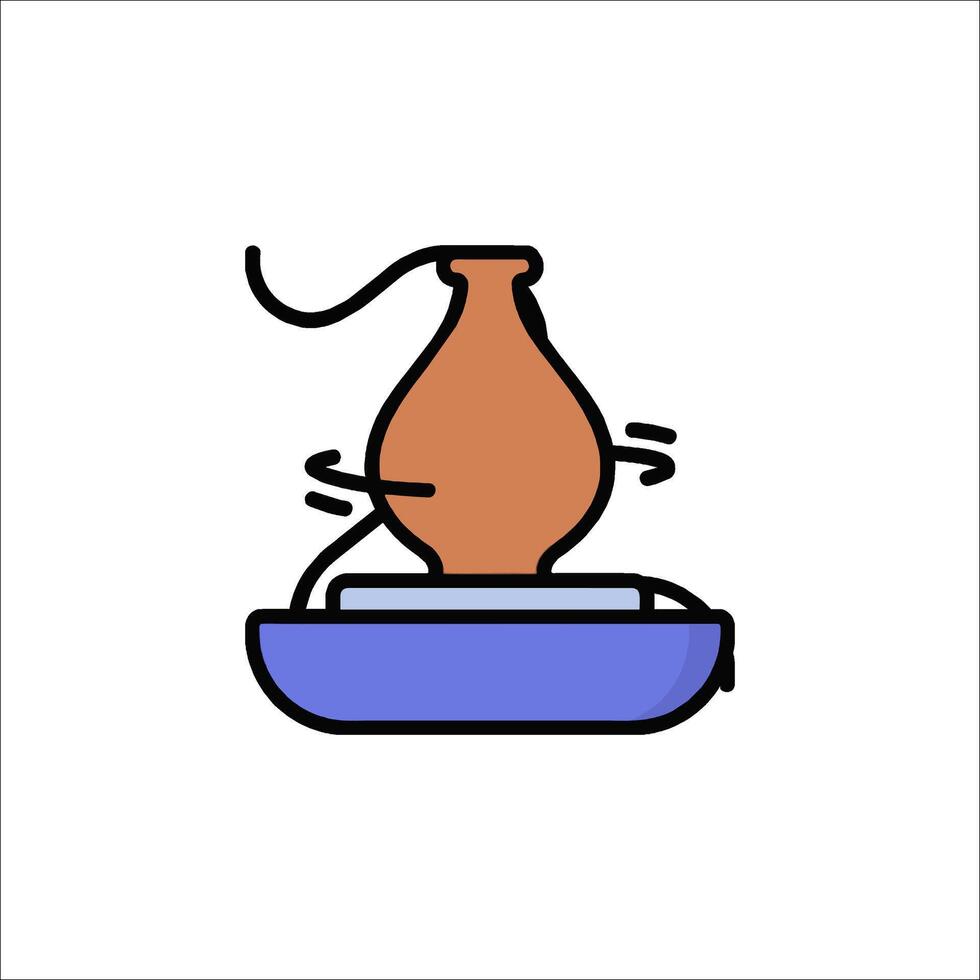 A brown vase with a handle on top of it vector