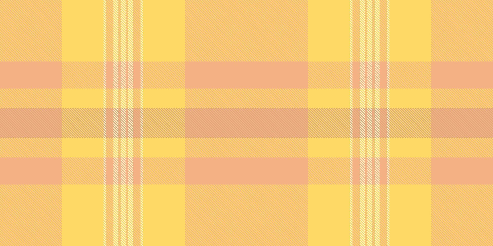 Holiday texture textile background, pixel tartan pattern fabric. Ornate seamless check plaid in orange and yellow colors. vector