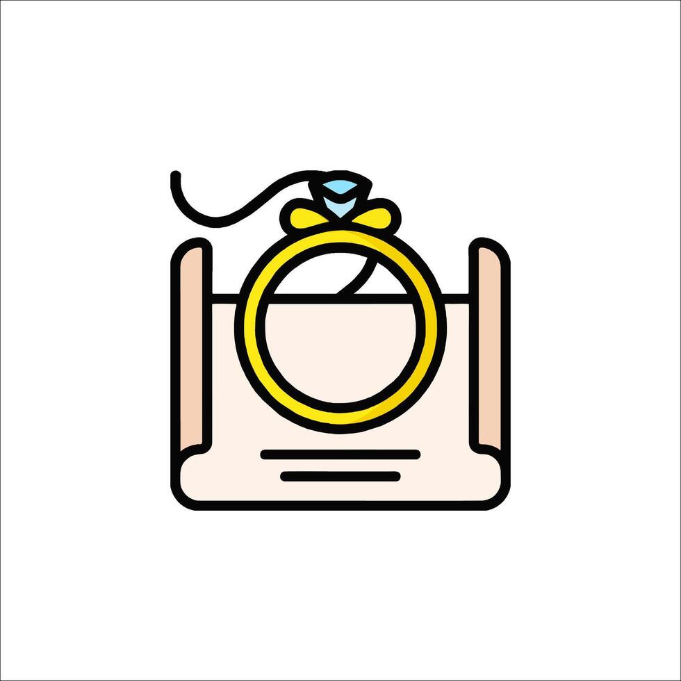 An illustration of a wedding ring on a box vector