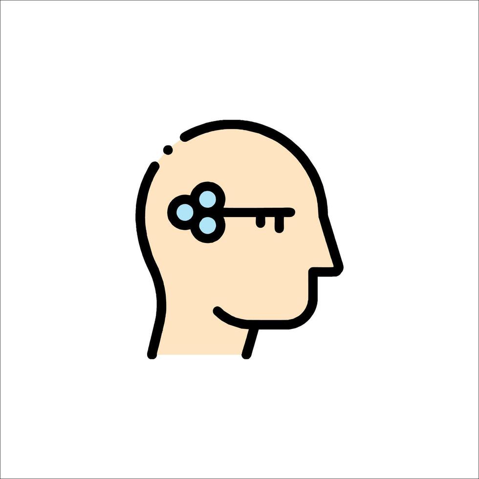 A person's head with a key in it vector