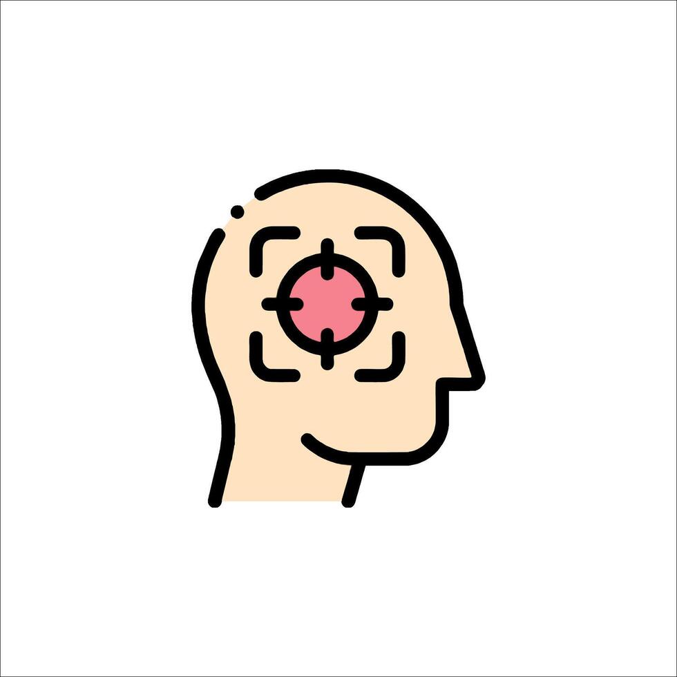A person's head with a red dot in the center vector