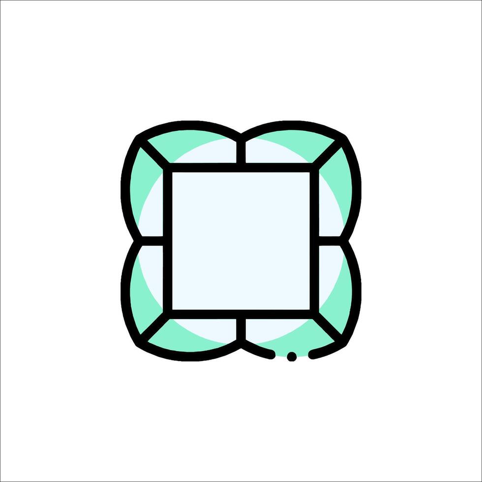 A square shaped piece of jewelry with a green border vector
