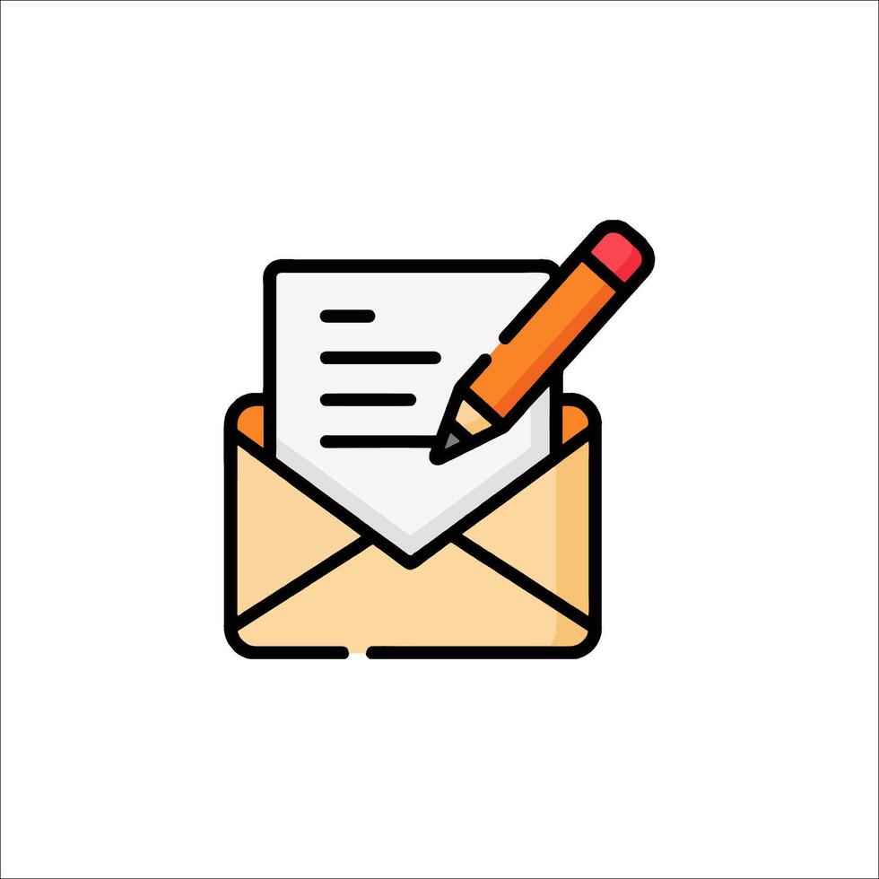 An envelope with a pencil and paper icon vector