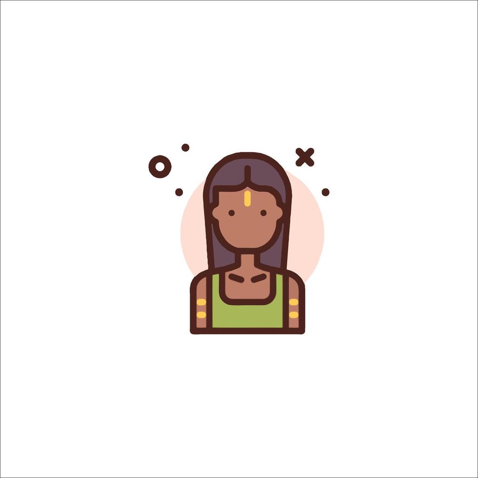 A woman with a green dress and a dot on her head vector