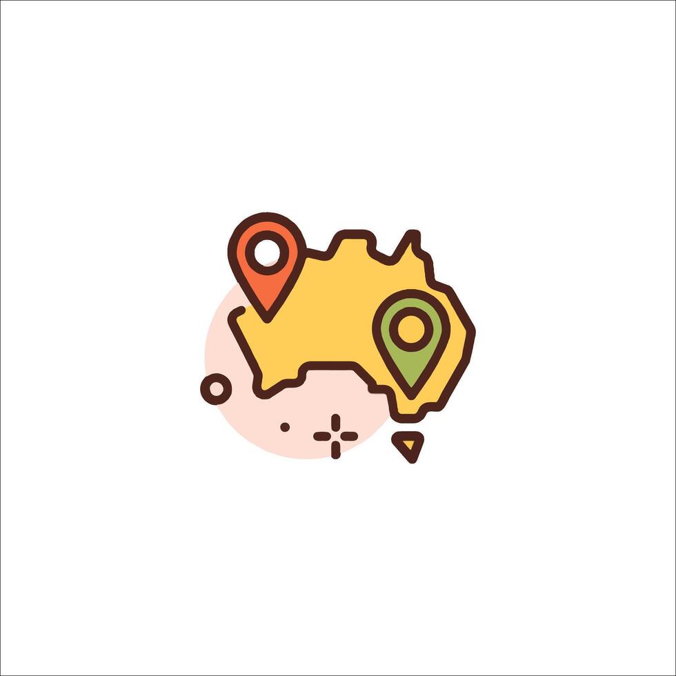 Australia map icon with pins on it vector