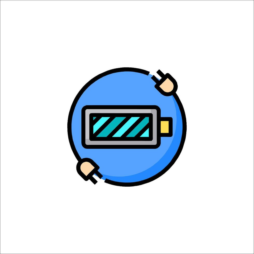 A battery icon in a circle with a blue background vector