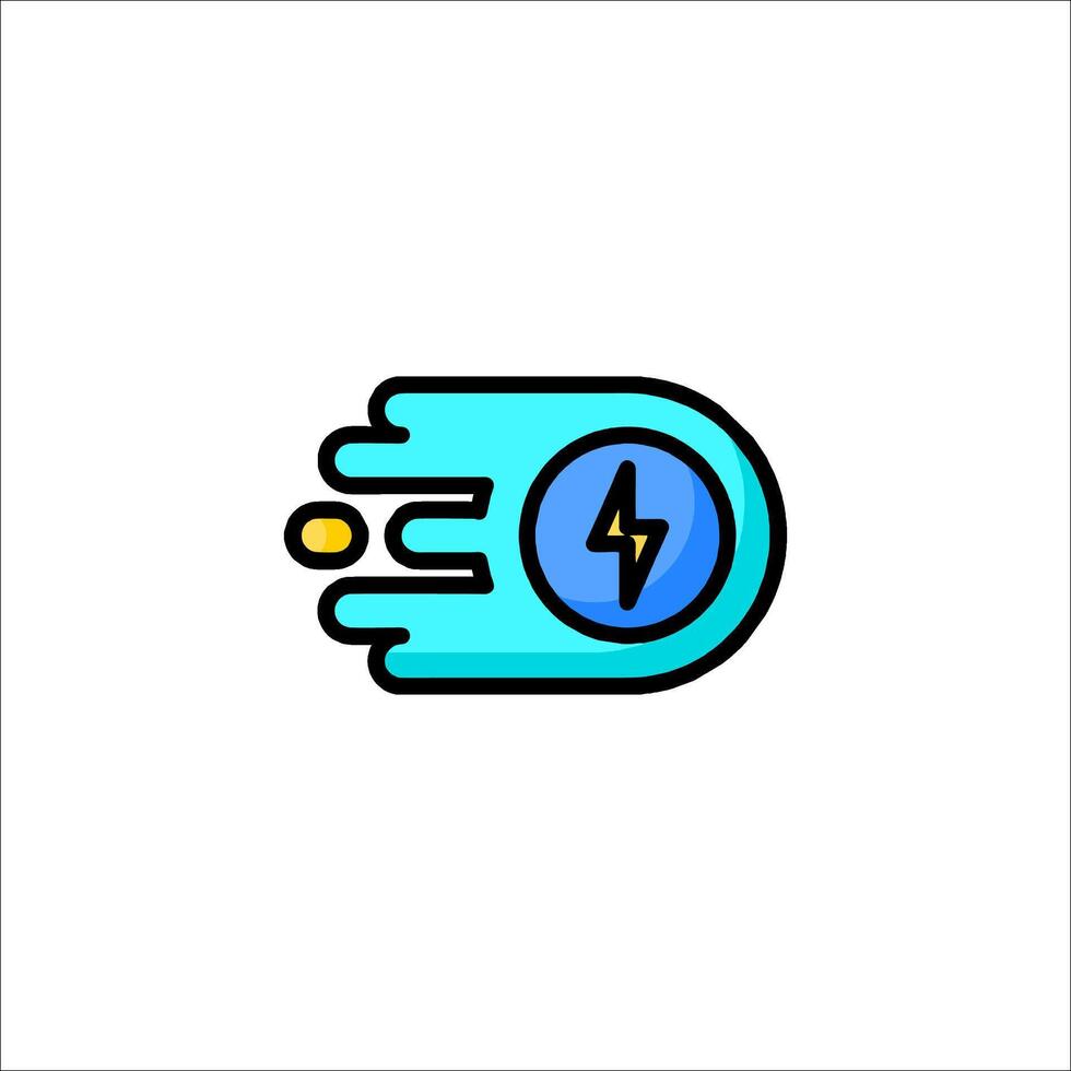 A blue and yellow icon of a lightning bolt vector