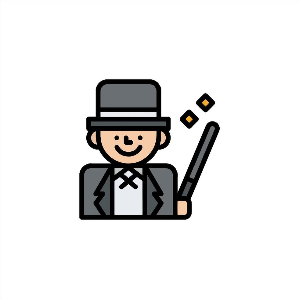 A man in a top hat and top hat holding a wand vector