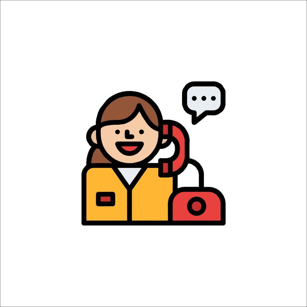 A woman talking on the phone with a phone icon vector