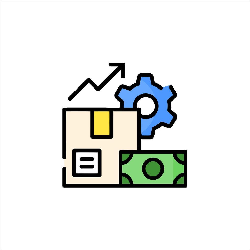A box with a gear and money icon vector
