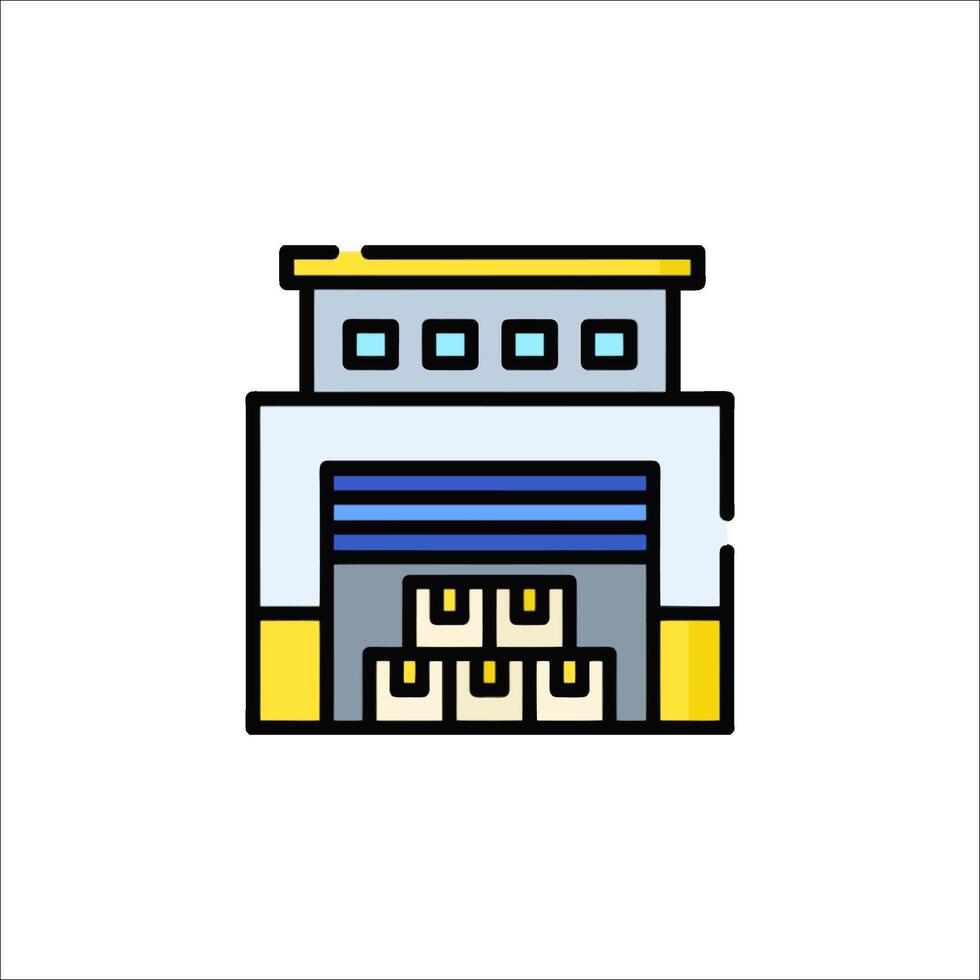 A warehouse with a door and a window vector