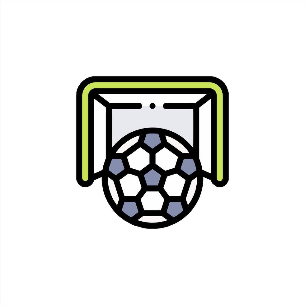 Soccer ball in goal line icon illustration vector