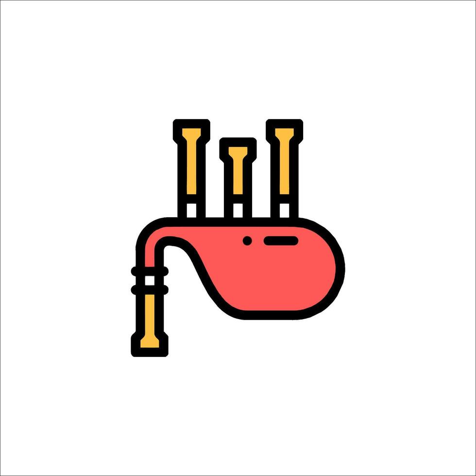 A red and yellow pipe with two pipes in it vector
