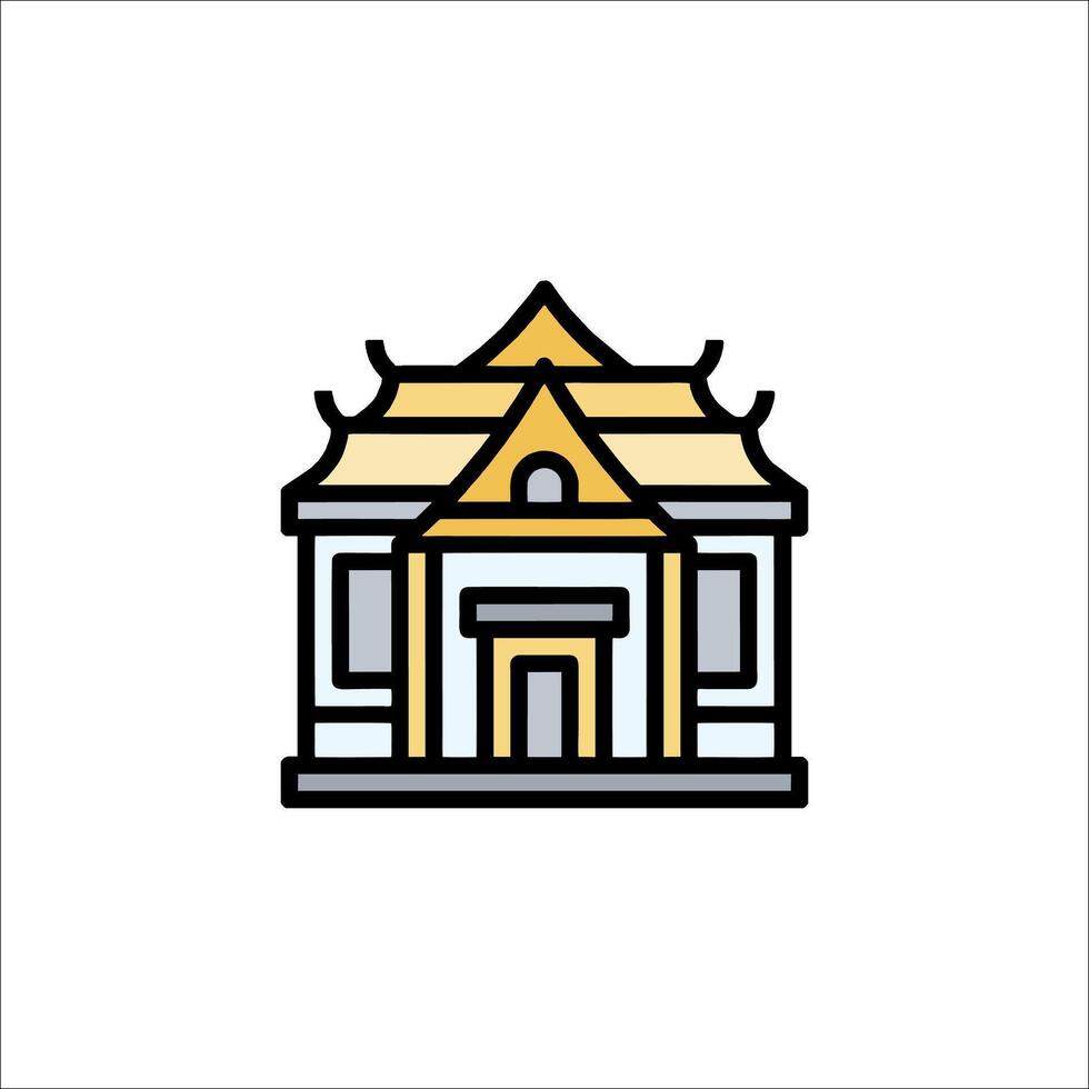 A building with a golden roof and a golden door vector