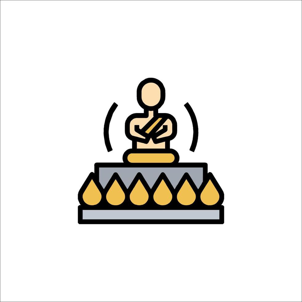 A buddha statue on top of a table with a gold statue vector
