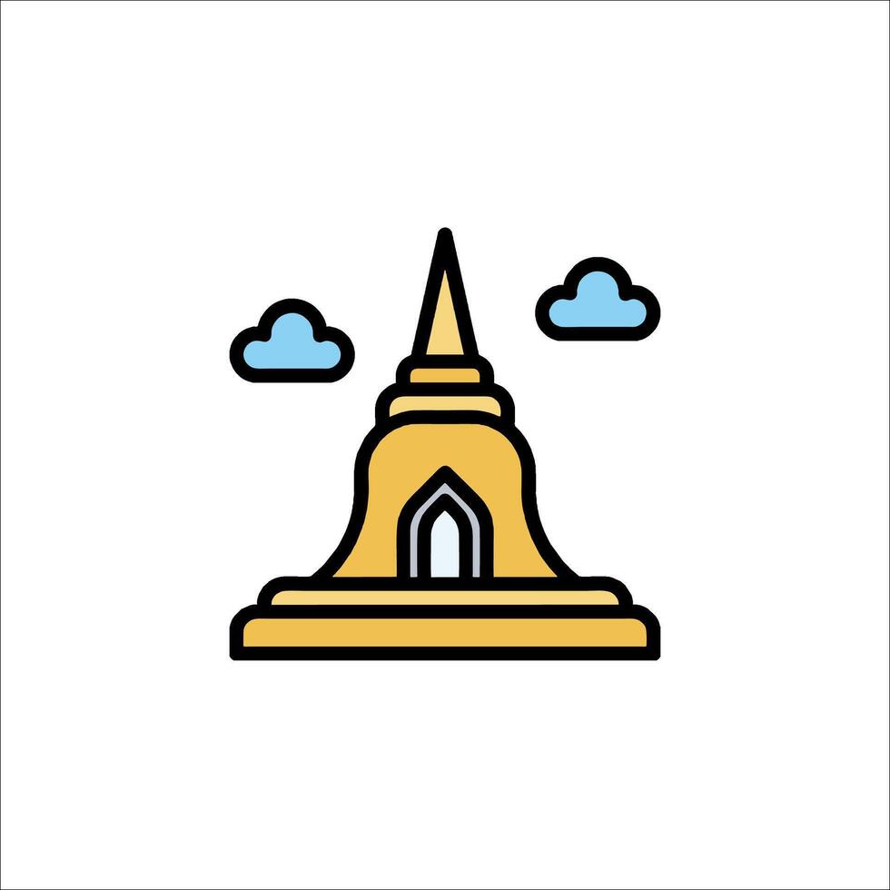 The golden pagoda icon on a white background vector