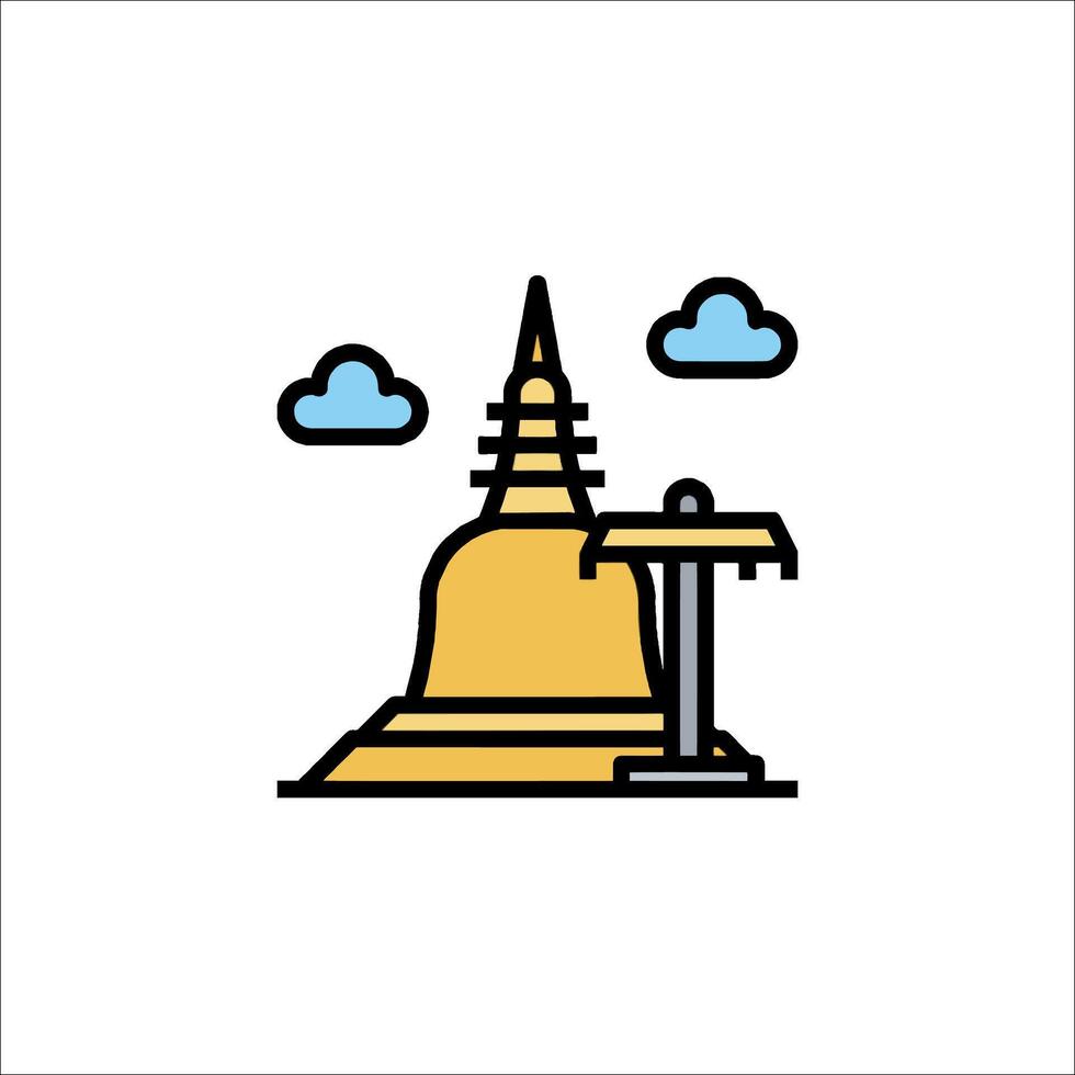 A buddhist temple icon with a tower and clouds vector