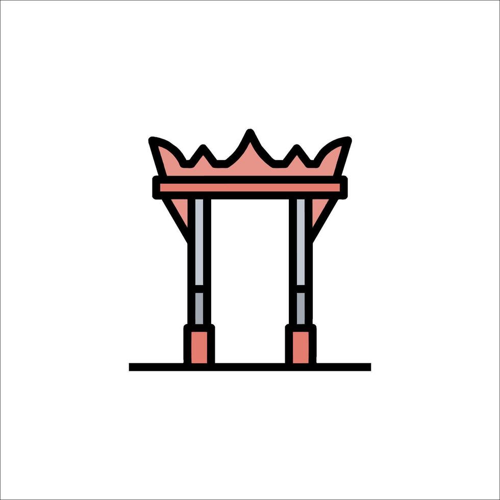A line drawing of a doorway with a crown on it vector