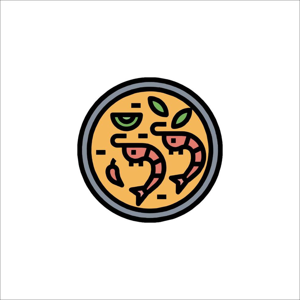 A plate with food on it, with a fish and a leaf vector