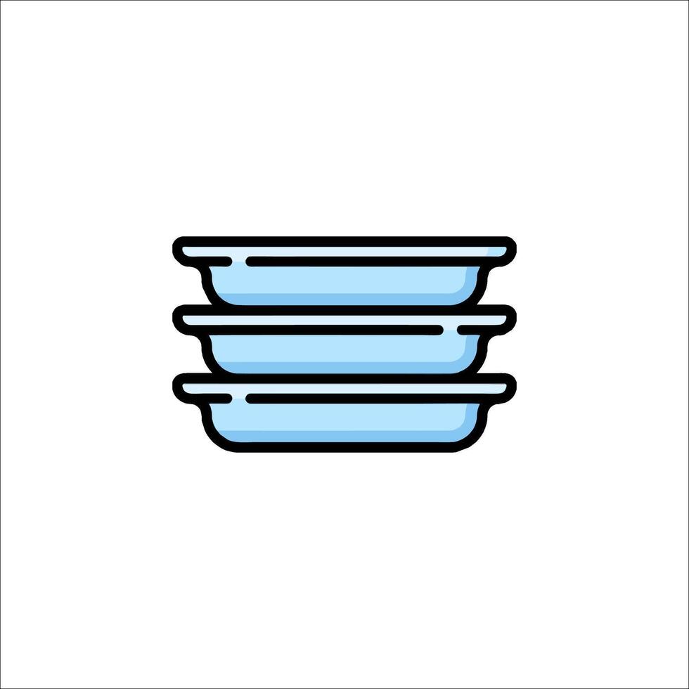 A stack of three plastic containers on a white background vector