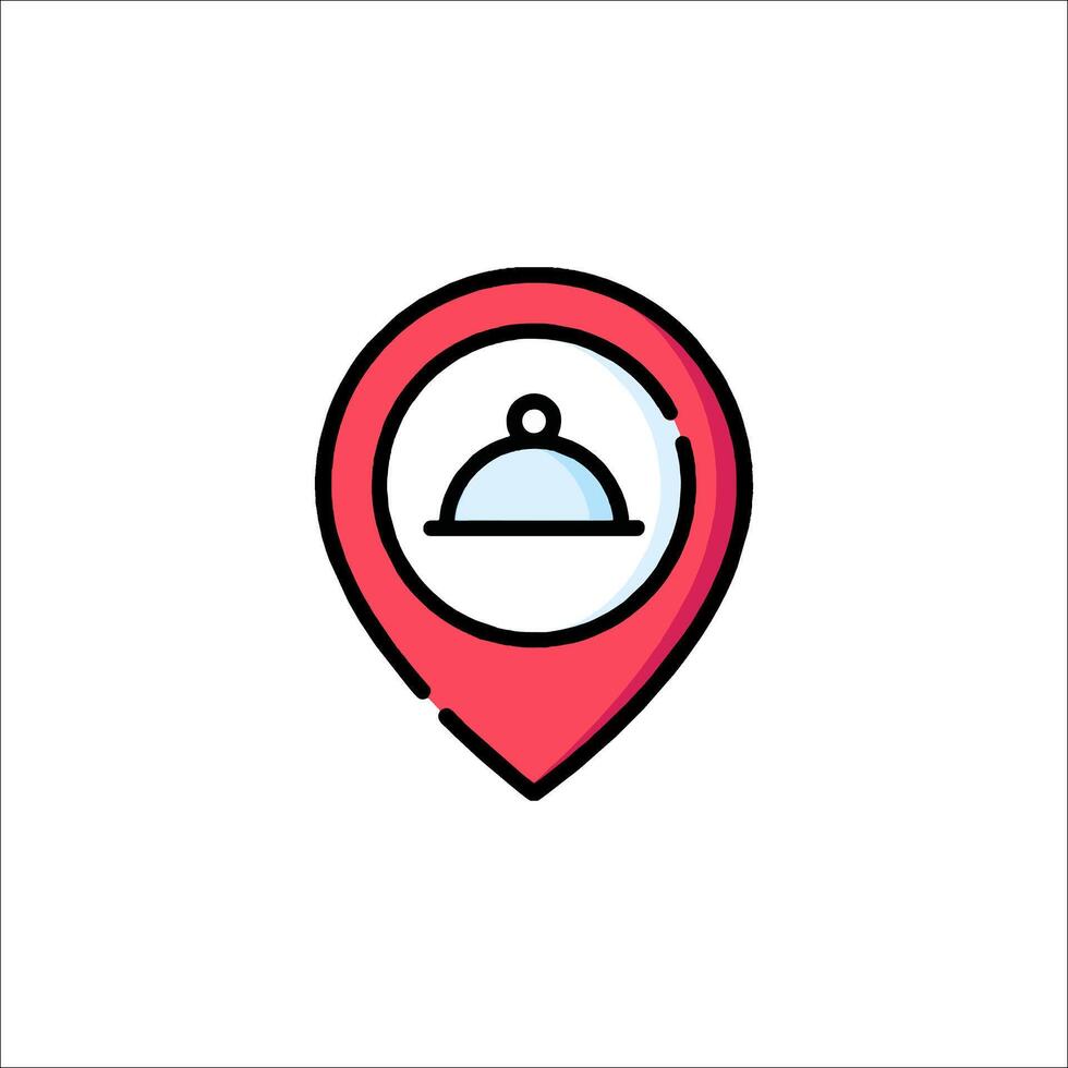 A map marker with a food dish on top vector