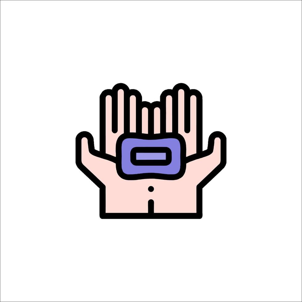 A hand holding a bar of soap vector