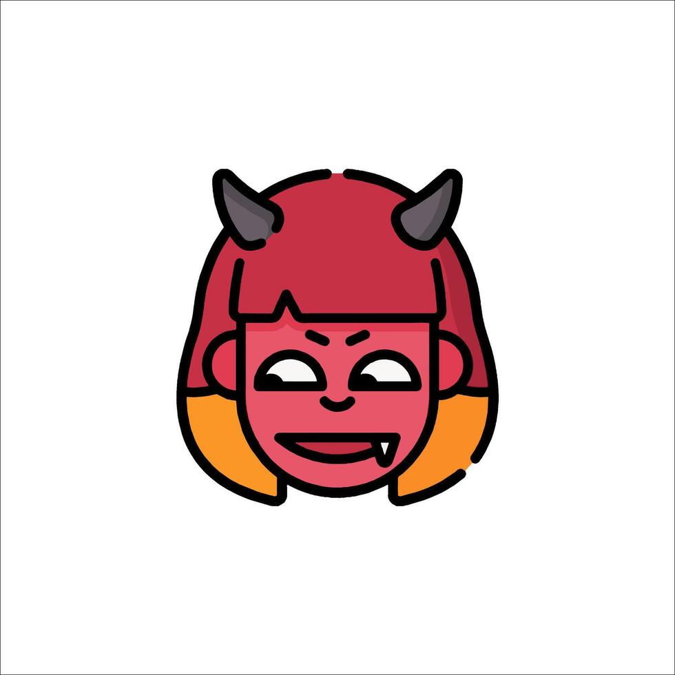 A cartoon devil head with horns and horns vector
