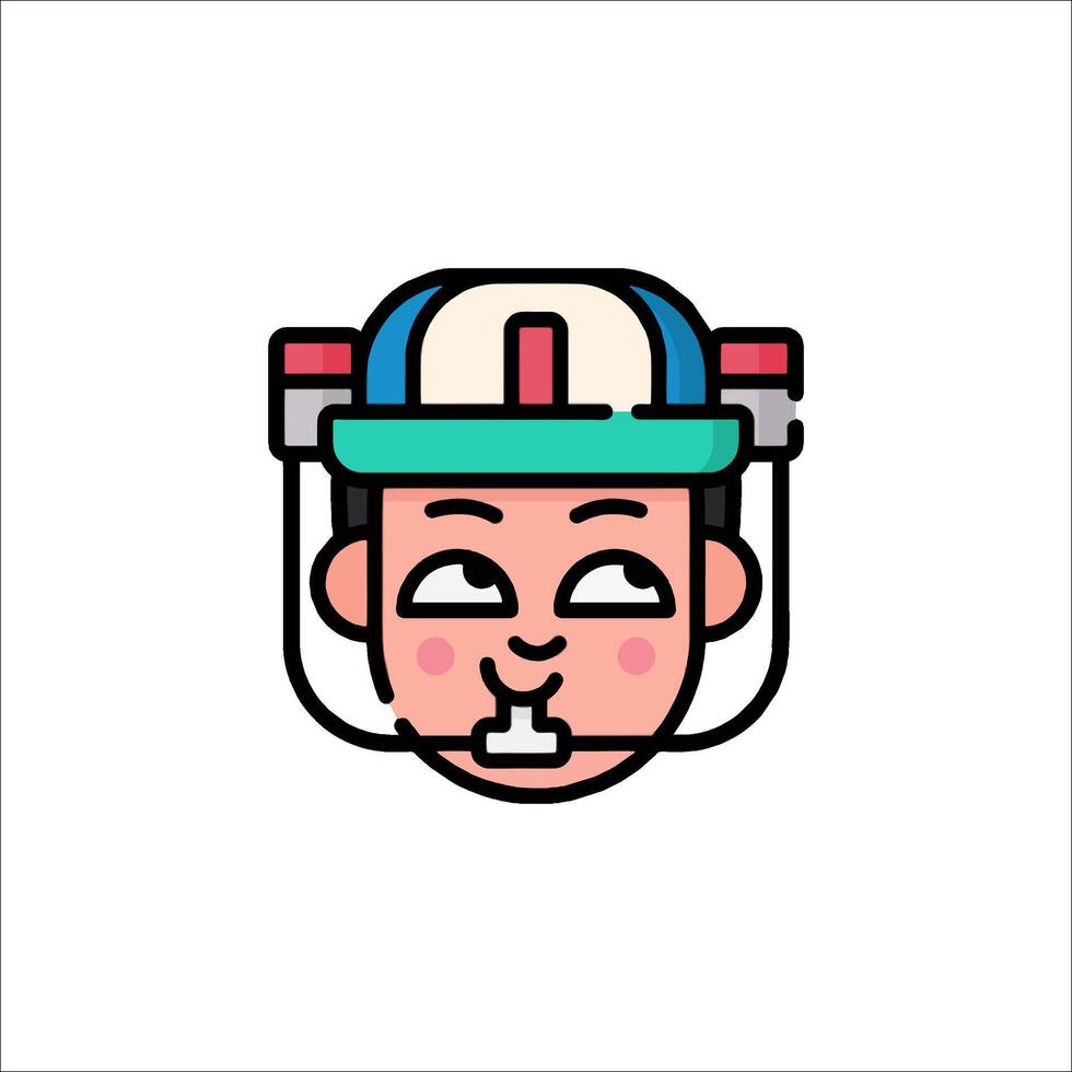 A cartoon character with a helmet on his head vector