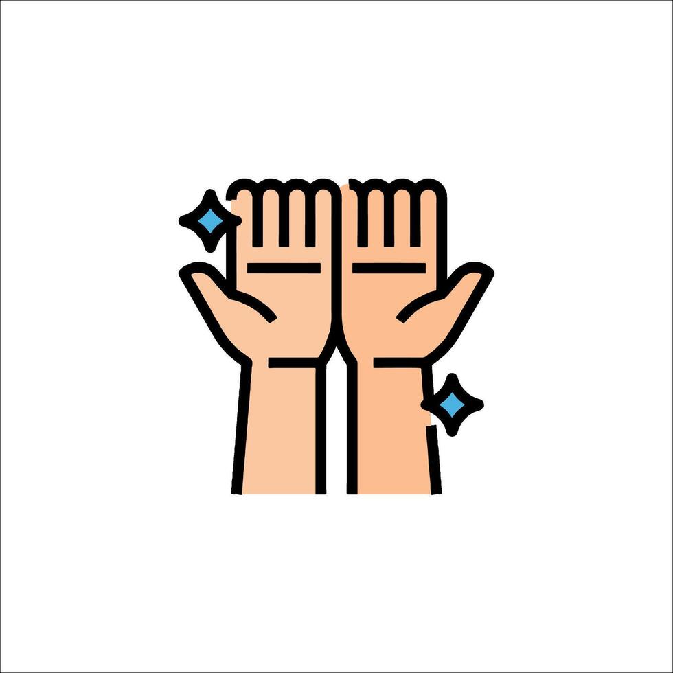 Two hands with stars on them, one with a star and one without vector
