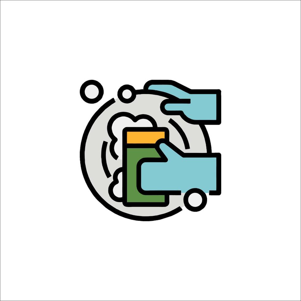 A hand holding a bottle of soda and a hand holding a cup vector
