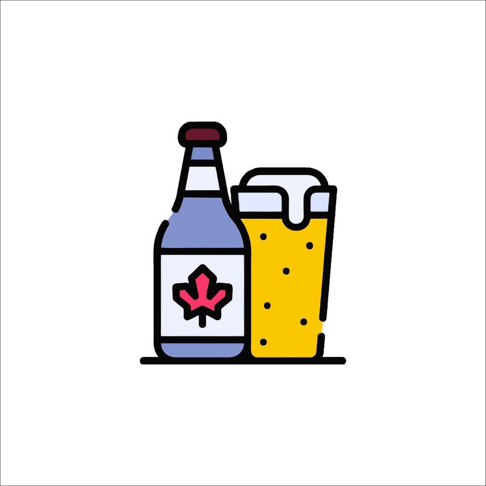 A beer and a glass of maple syrup icon vector